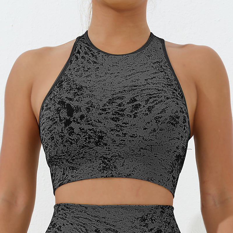 Buddha Stones Sin Costuras Fitness Crop Tank Top Cintura Alta Polainas Pantalones Deportes Gimnasio Yoga Trajes