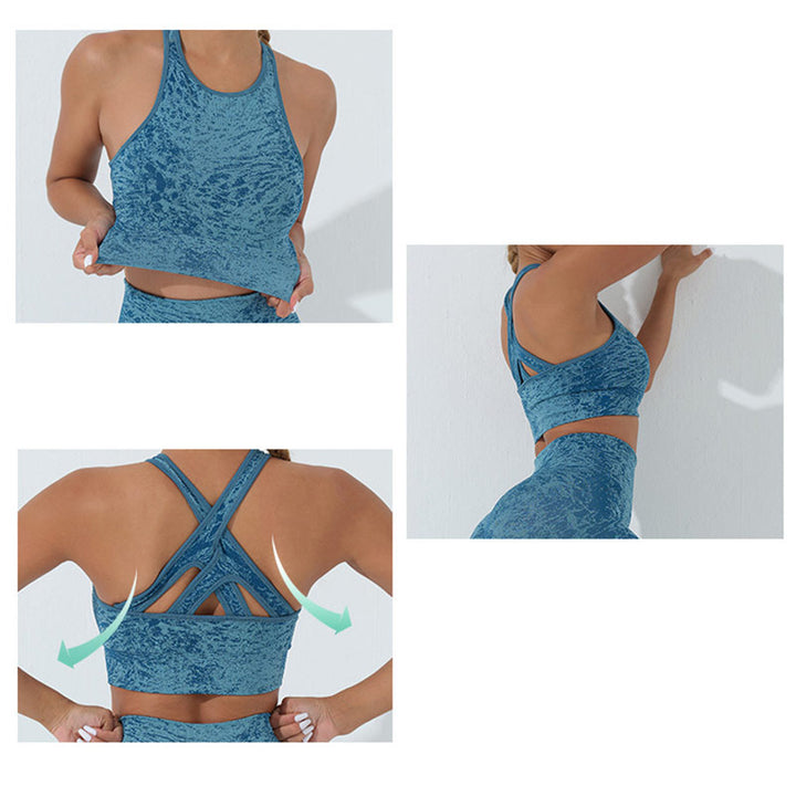 Buddha Stones Sin Costuras Fitness Crop Tank Top Cintura Alta Polainas Pantalones Deportes Gimnasio Yoga Trajes - image 20