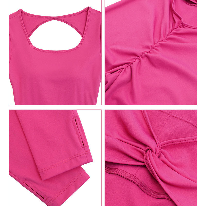 Buddha Stones Mono de manga larga sin espalda para mujer, mono deportivo para yoga y fitness - image 7