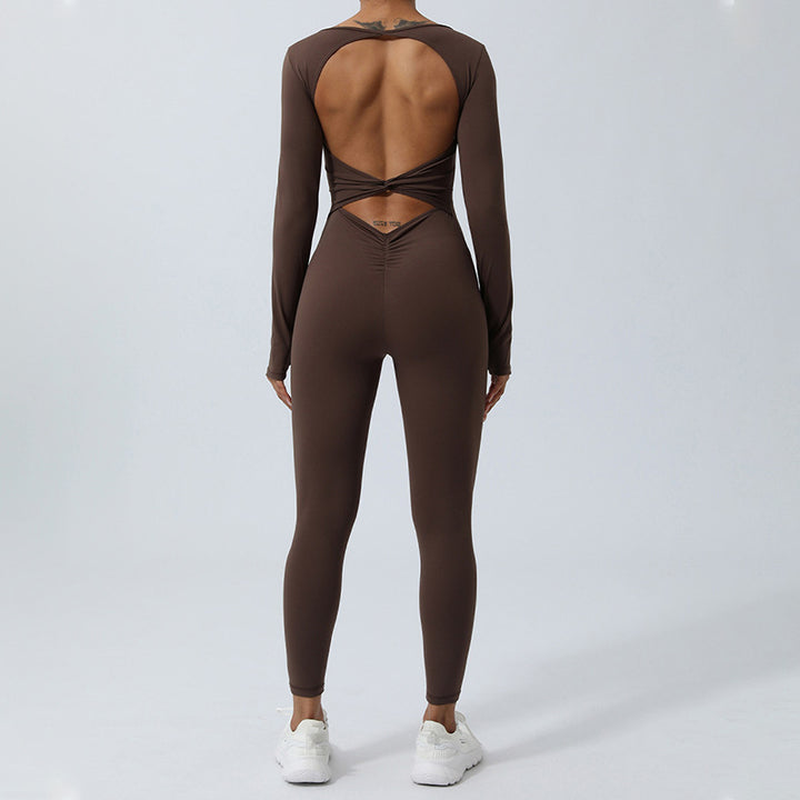 Buddha Stones Mono de manga larga sin espalda para mujer, mono deportivo para yoga y fitness - image 20