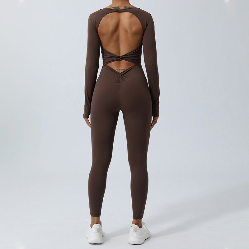 Buddha Stones Mono de manga larga sin espalda para mujer, mono deportivo para yoga y fitness - image 20