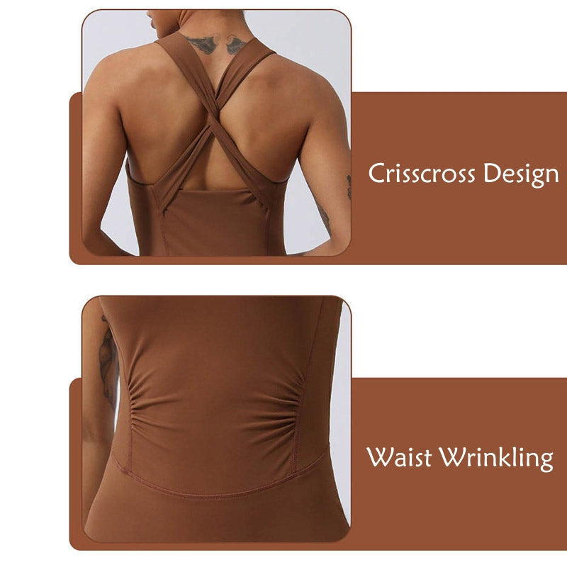 Buddha Stones Mujeres Entrenamiento Entrecruzado Sin Mangas Flare Mono Deportes Fitness Yoga Body - image 6