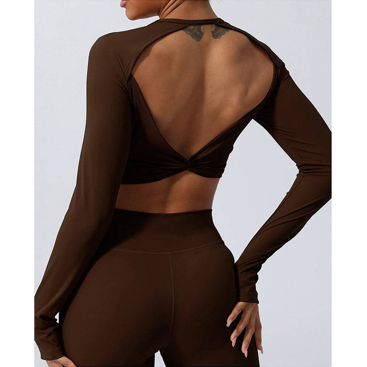 Buddha Stones Mujeres Entrenamiento Manga Larga Entrecruzada Sin Espalda Top Tee Leggings Deportes Fitness Yoga Traje - image 24