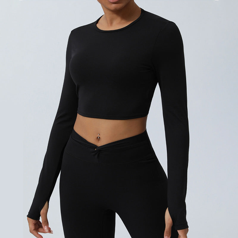 Buddha Stones Mujeres Entrenamiento Manga Larga Entrecruzada Sin Espalda Top Tee Leggings Deportes Fitness Yoga Traje - image 28