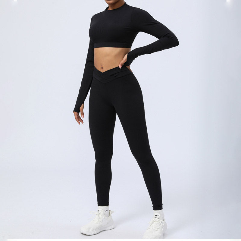 Buddha Stones - Conjunto de 2 piezas de manga larga sin espalda, sujetador, polainas, pantalones, fitness, yoga