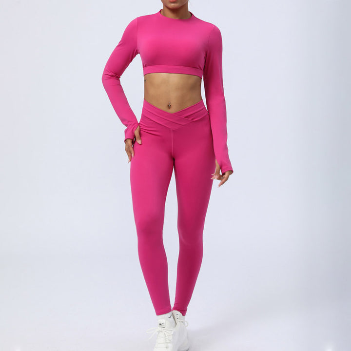 Buddha Stones - Conjunto de 2 piezas de manga larga sin espalda, sujetador, polainas, pantalones, fitness, yoga