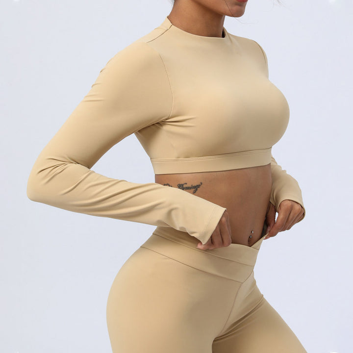 Buddha Stones - Conjunto de 2 piezas de manga larga sin espalda, sujetador, polainas, pantalones, fitness, yoga