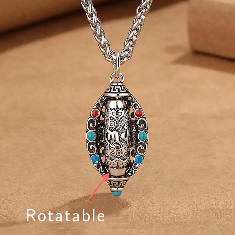 Collar con colgante giratorio de pureza de Om Mani Padme Hum tibetano con Buddha Stones - Om mani padme hum - image 0
