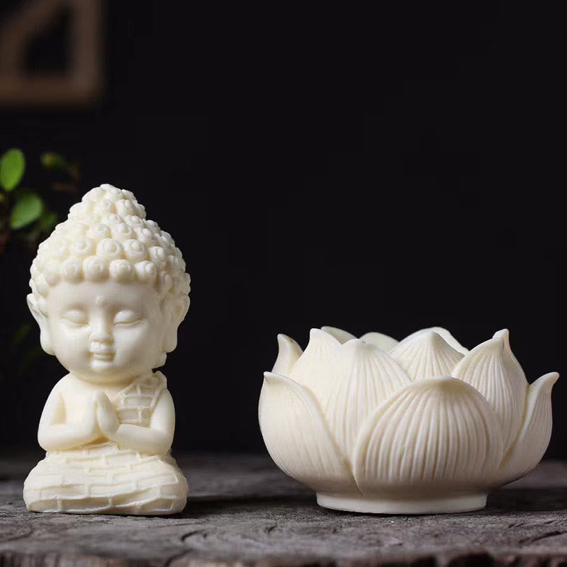 Buddha Stones Mini fruta de marfil Tathagata Buda Lotus Kwan Yin Avalokitesvara Manjusri Samantabhadra Serenity decoración de escritorio - image 1