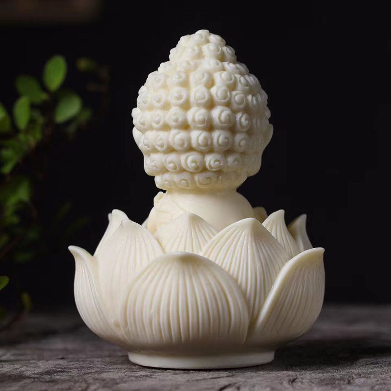 Buddha Stones Mini fruta de marfil Tathagata Buda Lotus Kwan Yin Avalokitesvara Manjusri Samantabhadra Serenity decoración de escritorio - image 2