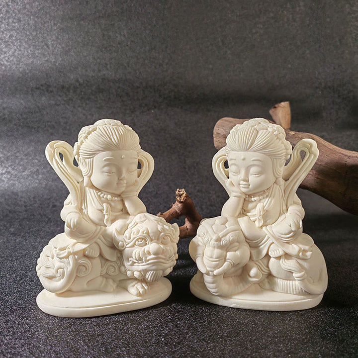 Buddha Stones Mini fruta de marfil Tathagata Buda Lotus Kwan Yin Avalokitesvara Manjusri Samantabhadra Serenity decoración de escritorio - image 22