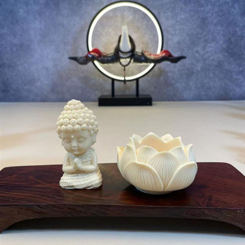 Buddha Stones Mini fruta de marfil Tathagata Buda Lotus Kwan Yin Avalokitesvara Manjusri Samantabhadra Serenity decoración de escritorio - image 4