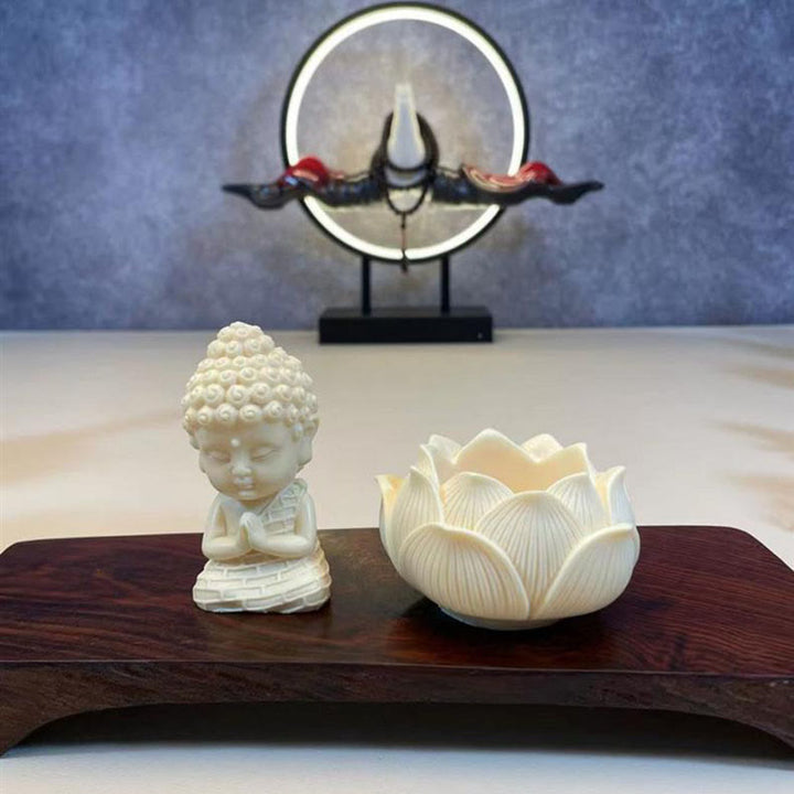 Buddha Stones Mini fruta de marfil Tathagata Buda Lotus Kwan Yin Avalokitesvara Manjusri Samantabhadra Serenity decoración de escritorio - image 4