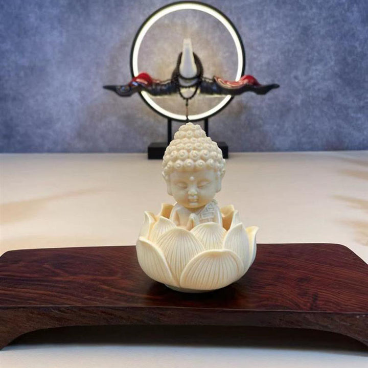 Buddha Stones Mini fruta de marfil Tathagata Buda Lotus Kwan Yin Avalokitesvara Manjusri Samantabhadra Serenity decoración de escritorio - image 6
