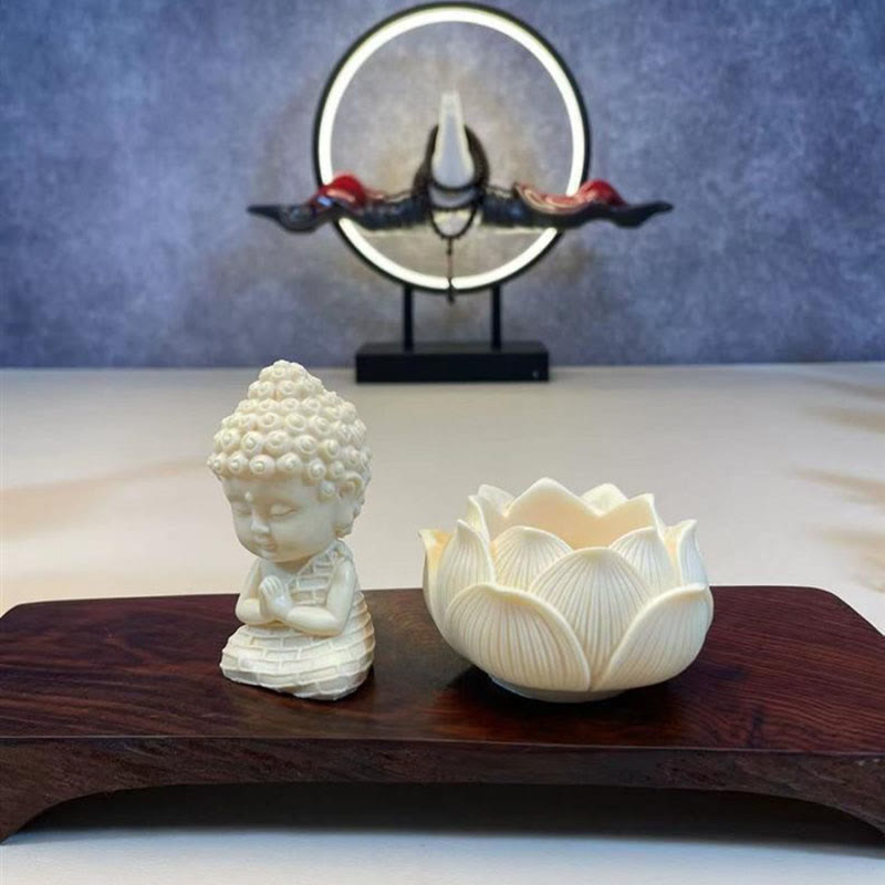 Buddha Stones Mini fruta de marfil Tathagata Buda Lotus Kwan Yin Avalokitesvara Manjusri Samantabhadra Serenity decoración de escritorio - image 5