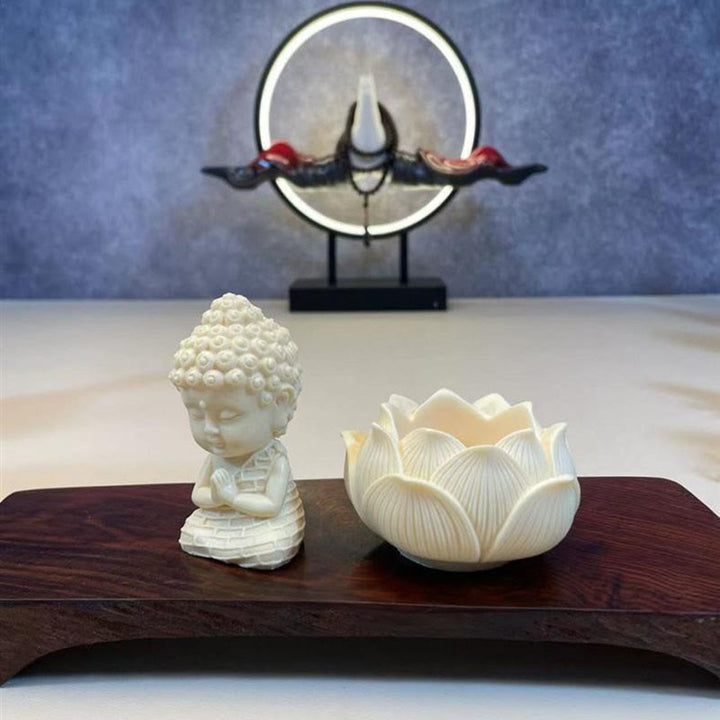 Buddha Stones Mini fruta de marfil Tathagata Buda Lotus Kwan Yin Avalokitesvara Manjusri Samantabhadra Serenity decoración de escritorio - image 5