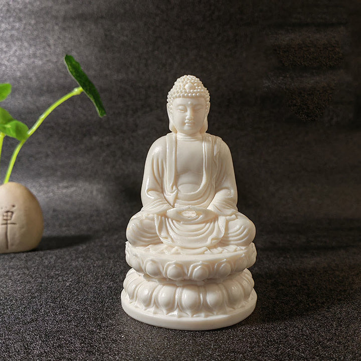 Buddha Stones Mini fruta de marfil Tathagata Buda Lotus Kwan Yin Avalokitesvara Manjusri Samantabhadra Serenity decoración de escritorio - Buda Gautama 12*7*7 cm - image 17