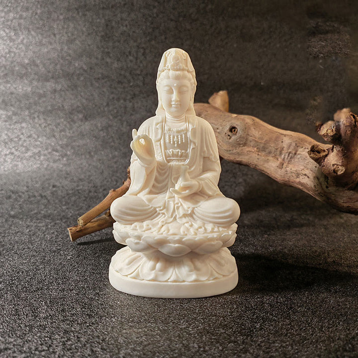 Buddha Stones Mini fruta de marfil Tathagata Buda Lotus Kwan Yin Avalokitesvara Manjusri Samantabhadra Serenity decoración de escritorio - image 13