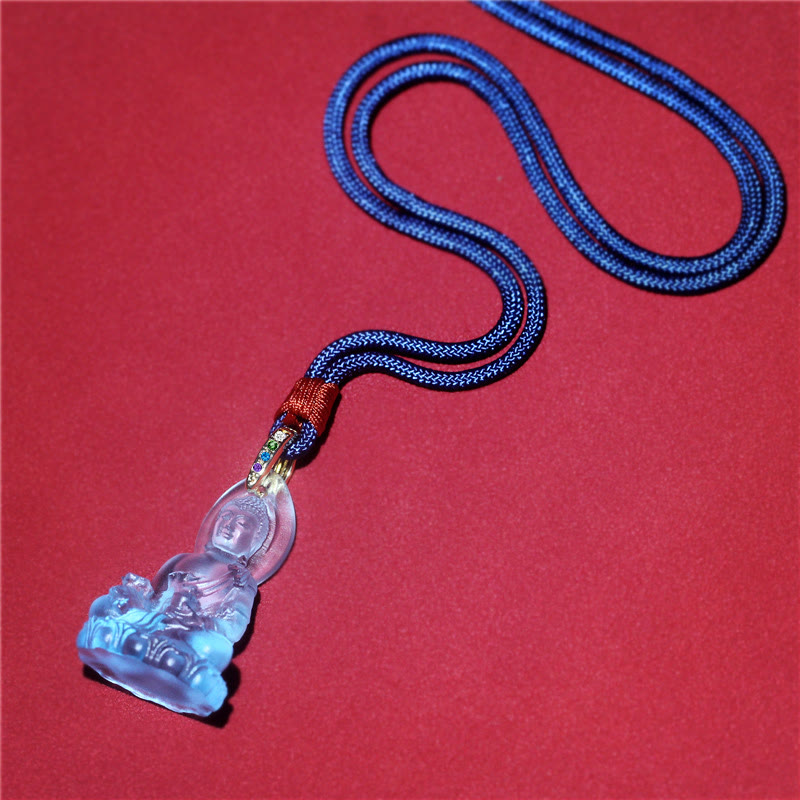 Buddha Stones azul Tathagata Buda medicina Buda Liuli cristal serenidad amuleto collar colgante - image 7