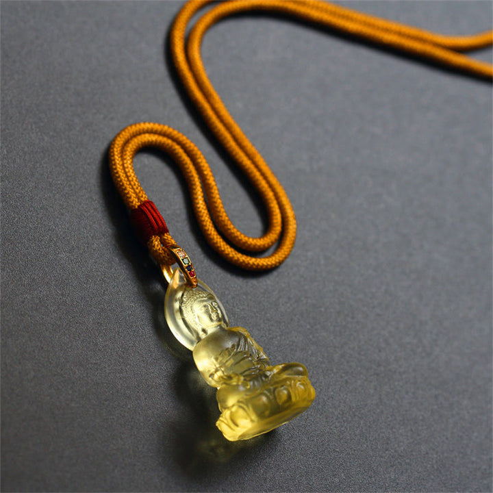 Buddha Stones azul Tathagata Buda medicina Buda Liuli cristal serenidad amuleto collar colgante - Buda de la Medicina de Oro - image 22