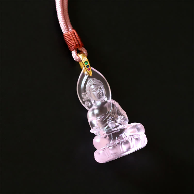 Buddha Stones azul Tathagata Buda medicina Buda Liuli cristal serenidad amuleto collar colgante - image 20