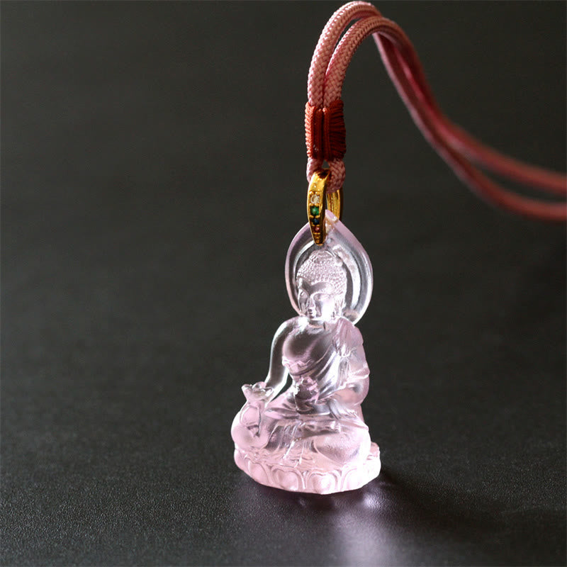 Buddha Stones azul Tathagata Buda medicina Buda Liuli cristal serenidad amuleto collar colgante - image 19