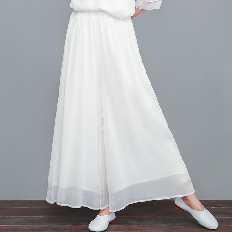 Vestido midi con diseño Simple de Buddha Stones, pantalones de pierna ancha, ropa de meditación, práctica Zen espiritual, Yoga y baile - Blanco - Pantalones de pierna ancha (solo pantalones) - US8-10，UK/AU12-14，EU40-42 (2XL) - image 9