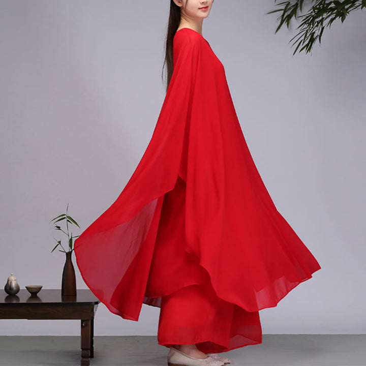 Vestido midi con diseño Simple de Buddha Stones, pantalones de pierna ancha, ropa de meditación, práctica Zen espiritual, Yoga y baile - Rojo - 2 piezas (vestido y pantalones) - US8-10，UK/AU12-14，EU40-42 (2XL) - image 10