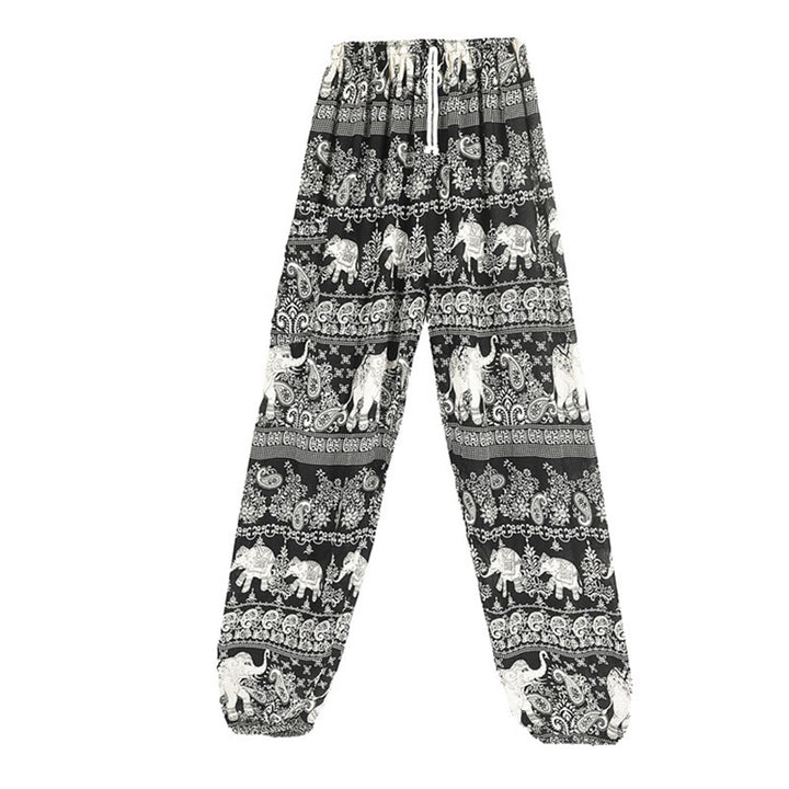 Pantalones de yoga para mujer con diseño de elefante suelto bohemio con Buddha Stones - Negro - US2-8/10，UK/AU6-12/14，EU34-40/42 (F) - image 9