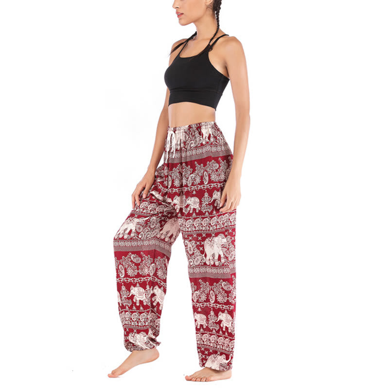 Pantalones de yoga para mujer con diseño de elefante suelto bohemio con Buddha Stones - image 8