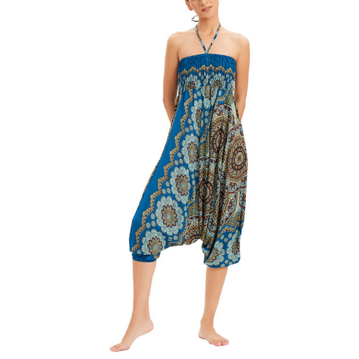 Buddha Stones, ropa de dos estilos, patrón de flores de Mandala, pantalones bombachos holgados ahumados, mono, pantalones de cintura alta - image 31