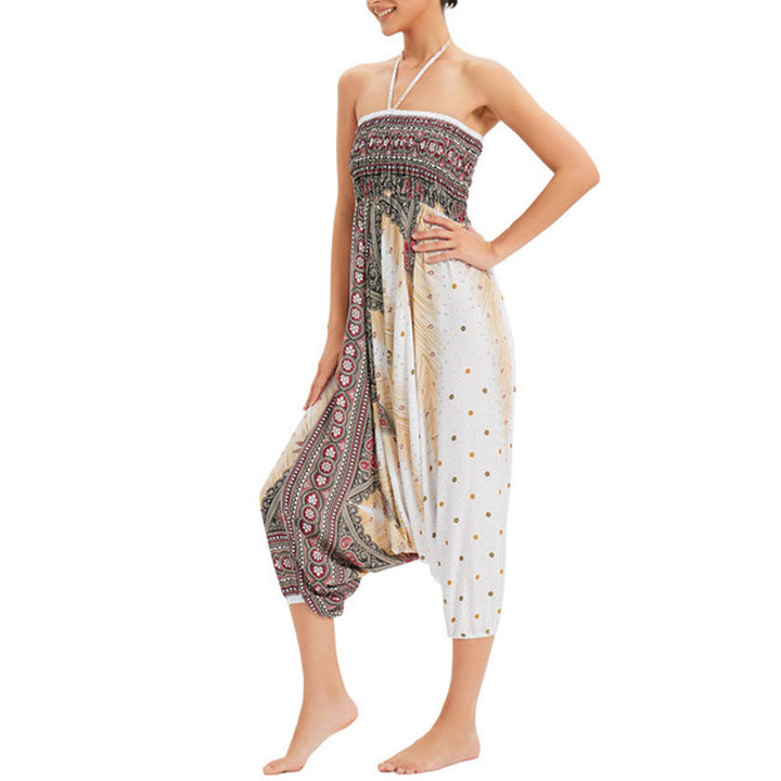 Buddha Stones, ropa de dos estilos, pantalones bombachos holgados con plumas de pavo real, mono, pantalones de cintura alta - image 5