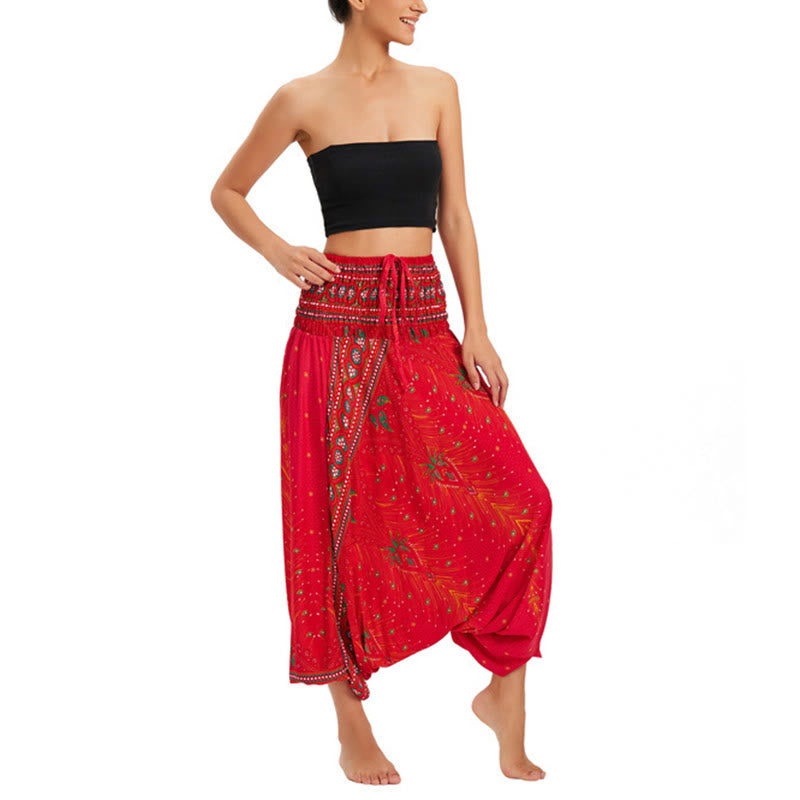 Buddha Stones, ropa de dos estilos, pantalones bombachos holgados con plumas de pavo real, mono, pantalones de cintura alta - image 20