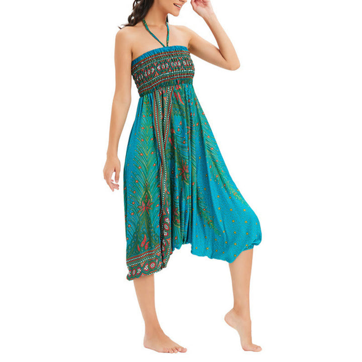 Buddha Stones, ropa de dos estilos, pantalones bombachos holgados con plumas de pavo real, mono, pantalones de cintura alta - image 30