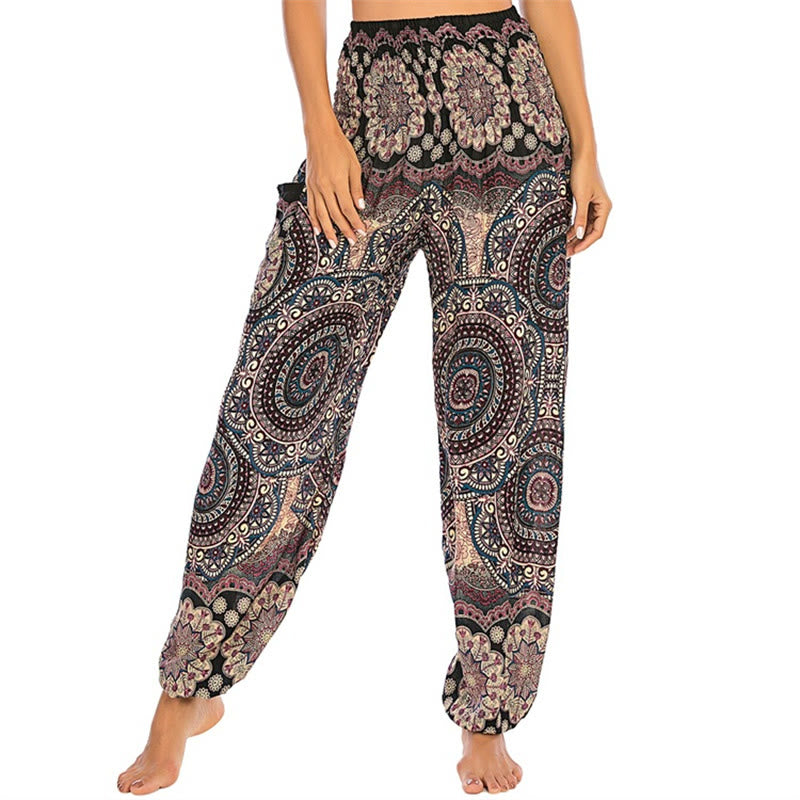 Pantalones de yoga para mujer con diseño geométrico redondo y suelto con Buddha Stones - image 8