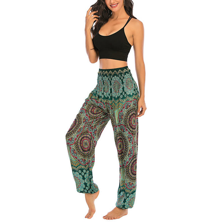 Pantalones de yoga para mujer con diseño geométrico redondo y suelto con Buddha Stones - image 15