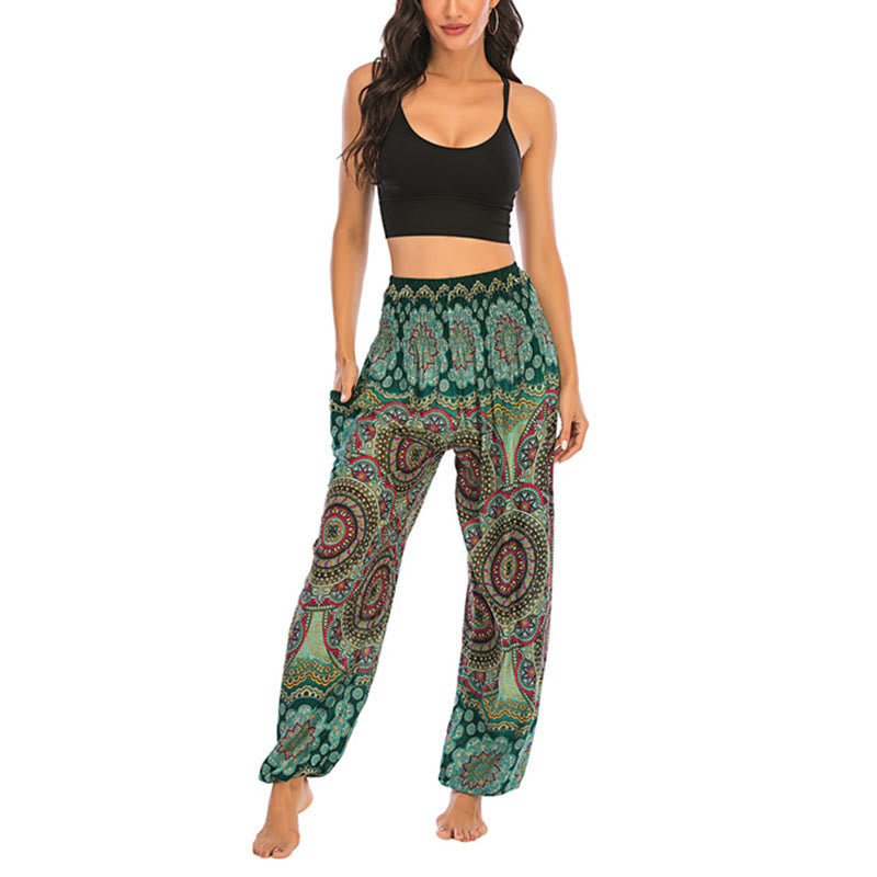 Pantalones de yoga para mujer con diseño geométrico redondo y suelto con Buddha Stones - image 10