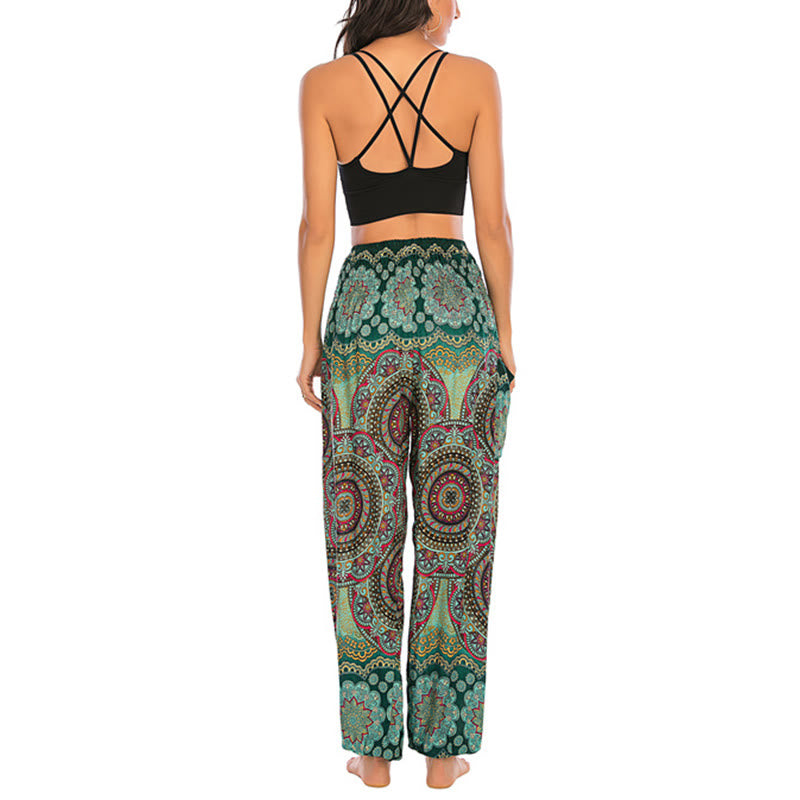 Pantalones de yoga para mujer con diseño geométrico redondo y suelto con Buddha Stones - image 12