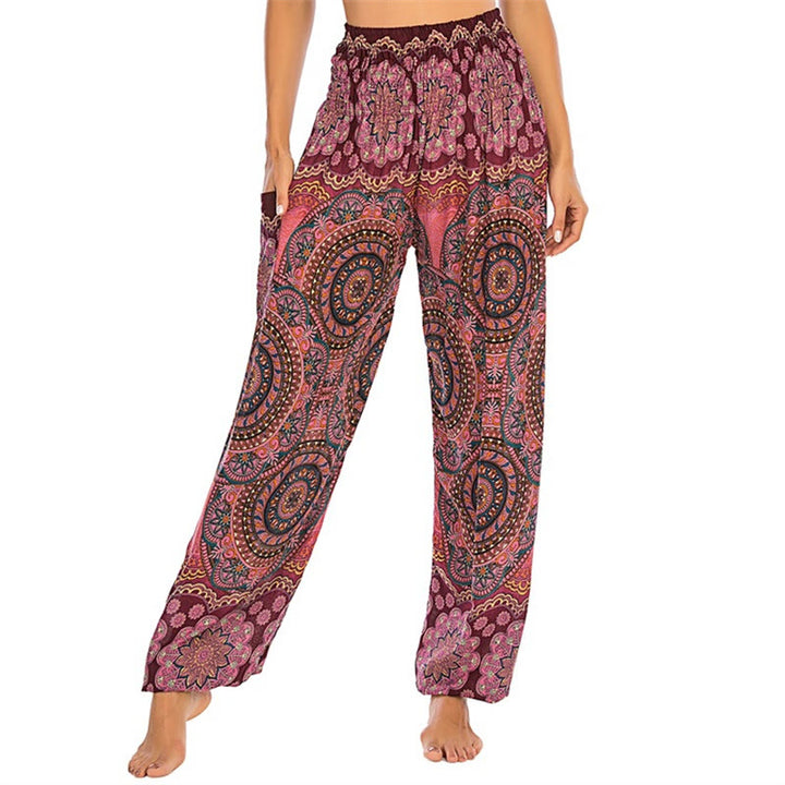 Pantalones de yoga para mujer con diseño geométrico redondo y suelto con Buddha Stones - Rojo - US2-8/10，UK/AU6-12/14，EU34-40/42 (F) - image 16