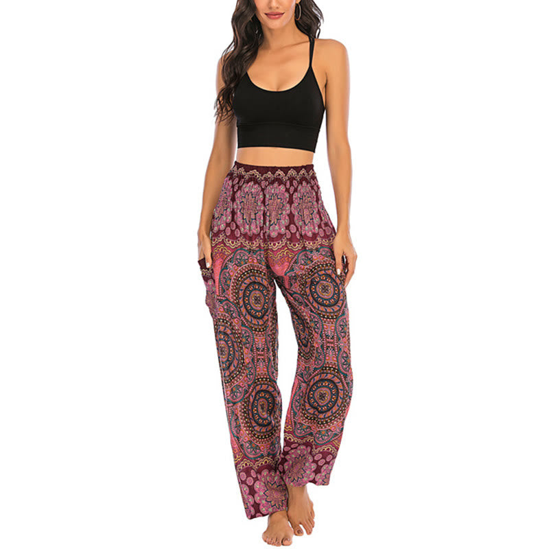 Pantalones de yoga para mujer con diseño geométrico redondo y suelto con Buddha Stones - image 17