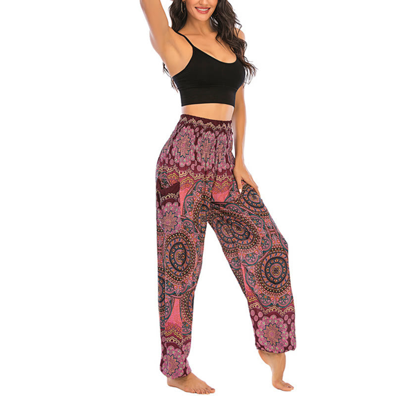 Pantalones de yoga para mujer con diseño geométrico redondo y suelto con Buddha Stones - image 19