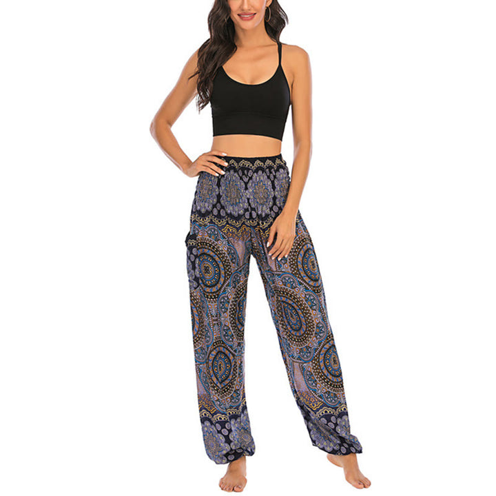 Pantalones de yoga para mujer con diseño geométrico redondo y suelto con Buddha Stones - image 29