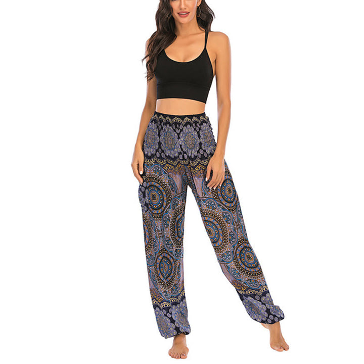 Pantalones de yoga para mujer con diseño geométrico redondo y suelto con Buddha Stones - image 26