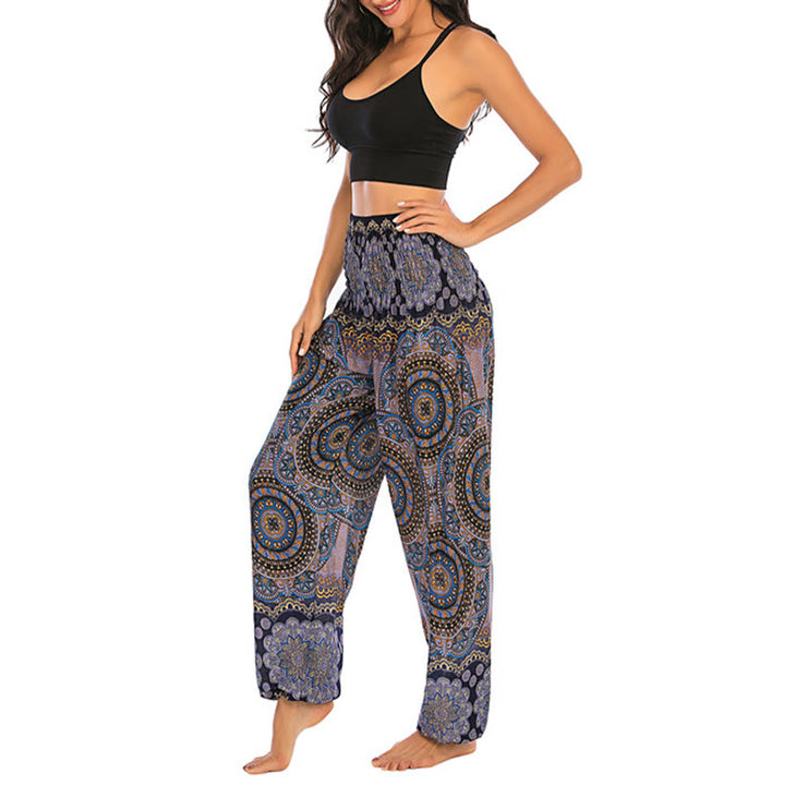 Pantalones de yoga para mujer con diseño geométrico redondo y suelto con Buddha Stones - image 25