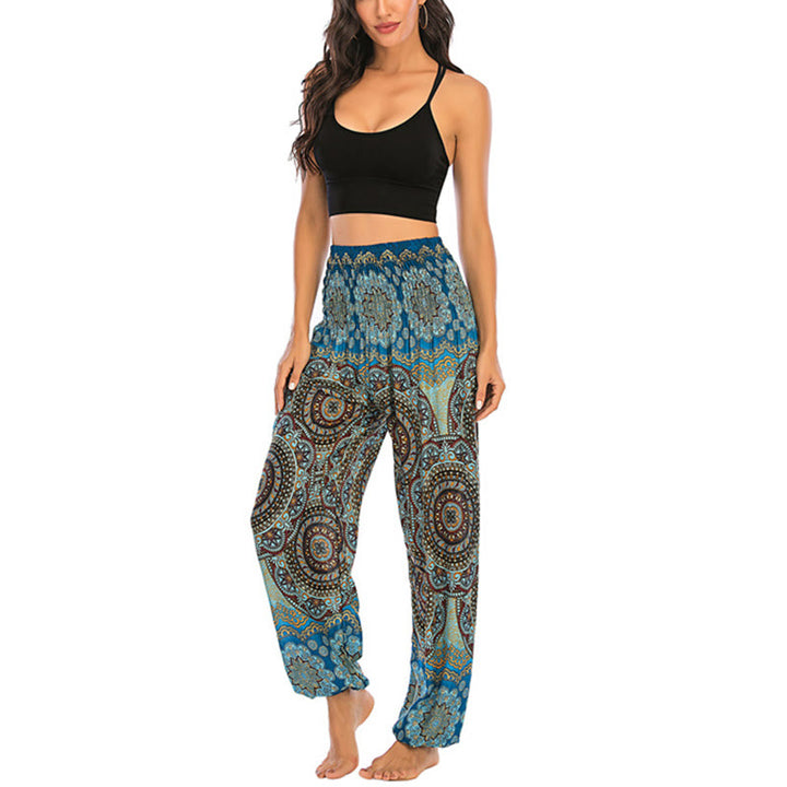 Pantalones de yoga para mujer con diseño geométrico redondo y suelto con Buddha Stones - image 33