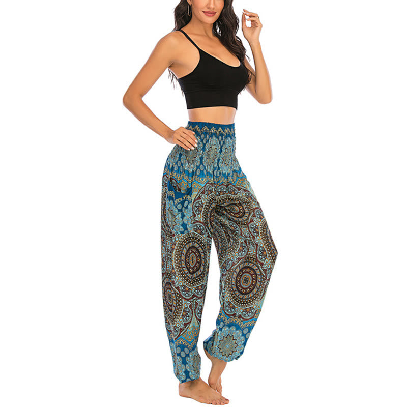 Pantalones de yoga para mujer con diseño geométrico redondo y suelto con Buddha Stones - image 35