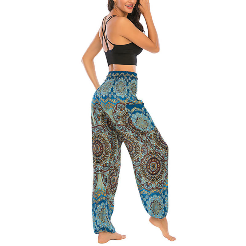 Pantalones de yoga para mujer con diseño geométrico redondo y suelto con Buddha Stones - image 34