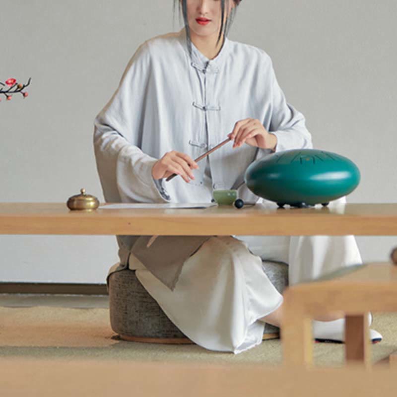 Camisa con diseño de botones de rana y Buddha Stones , Top de meditación Zen Tai Chi, chaqueta de lino y algodón - image 9