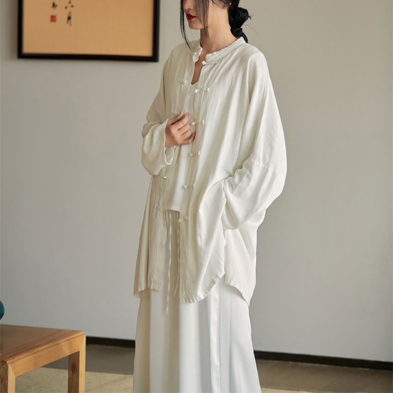 Camisa con diseño de botones de rana y Buddha Stones , Top de meditación Zen Tai Chi, chaqueta de lino y algodón - image 14