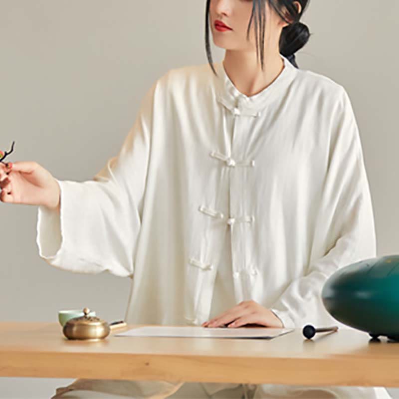 Camisa con diseño de botones de rana y Buddha Stones , Top de meditación Zen Tai Chi, chaqueta de lino y algodón - image 18
